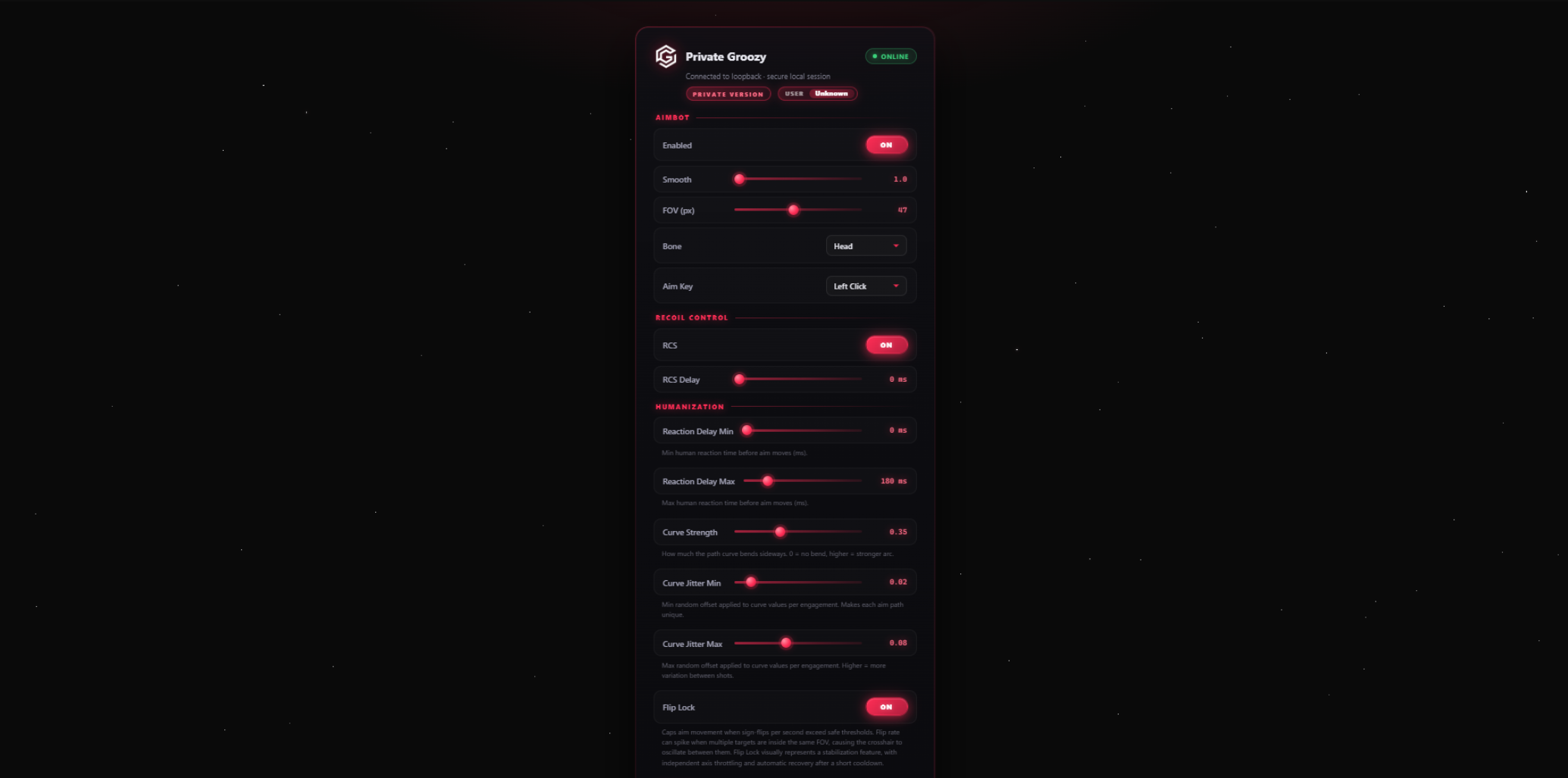 Private Groozy Menu